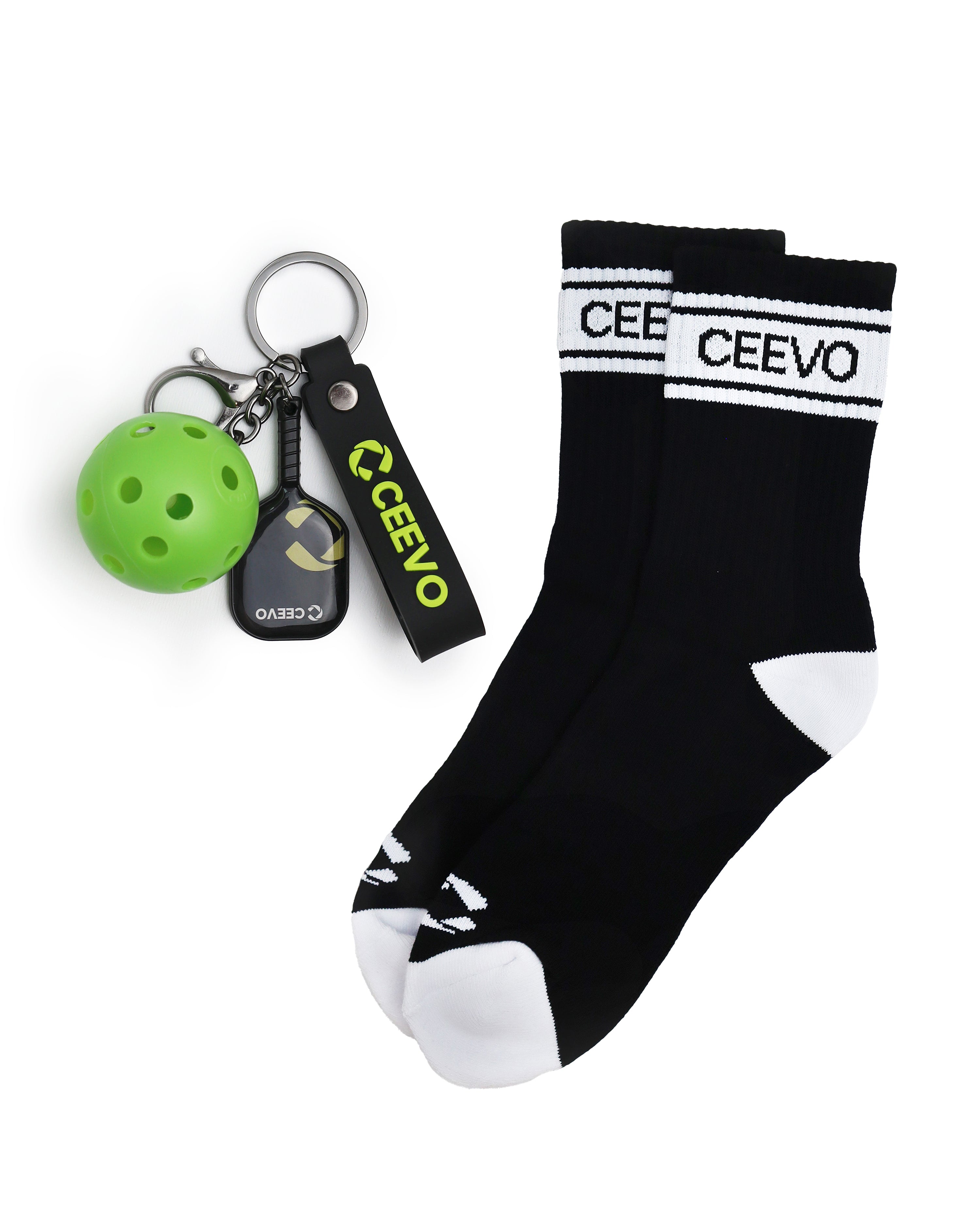 CEEVO Crew Socks + Keychain Bundle Set