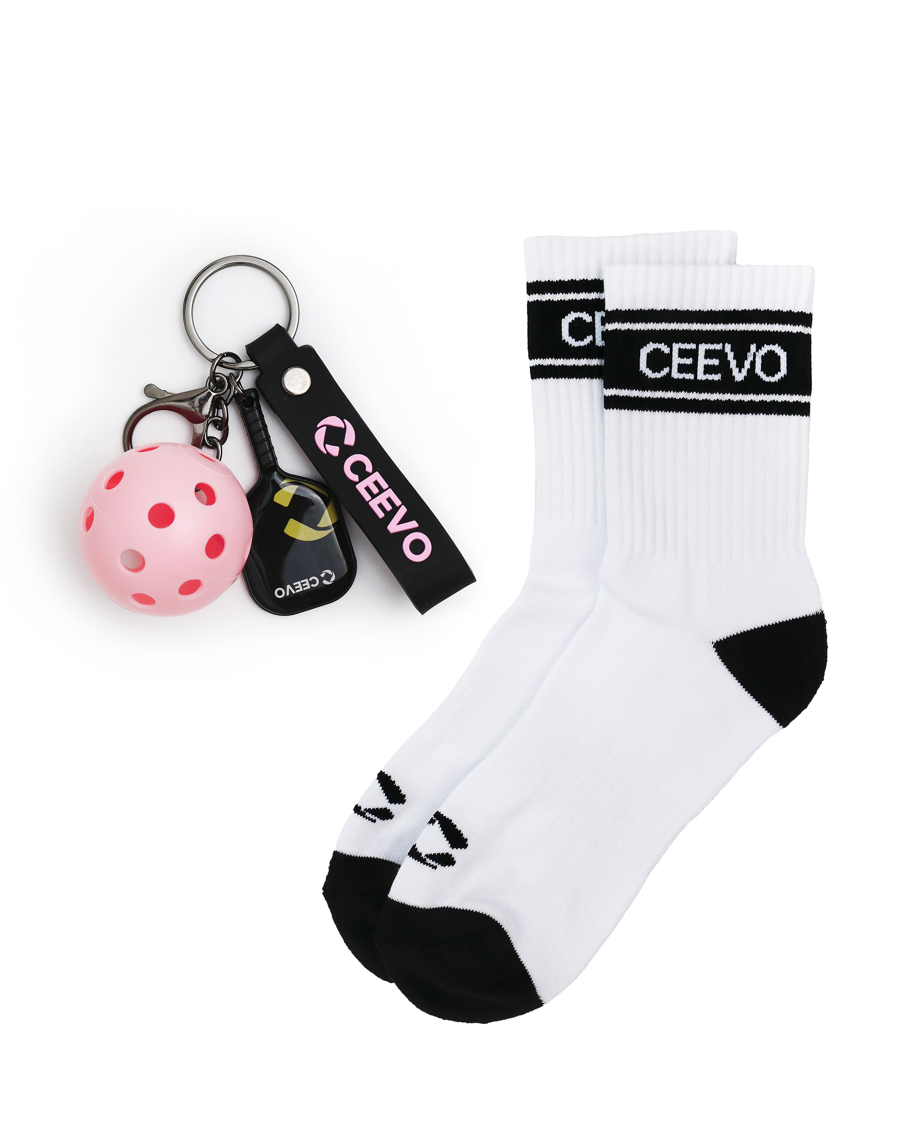 CEEVO Crew Socks + Keychain Bundle Set